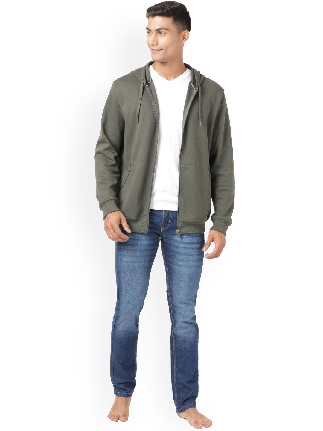  Jockey Men Green Hooded Sweatshirt
