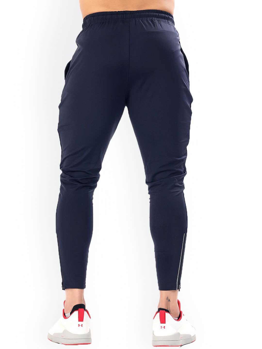  FUAARK Men Navy Blue Solid Anti-Odour Drawstring Track Pants