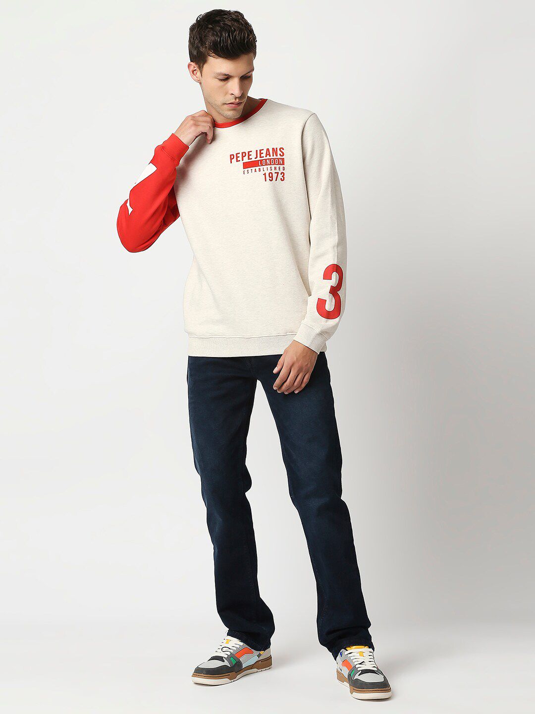  Pepe Jeans Men White Printed Sweatshirt