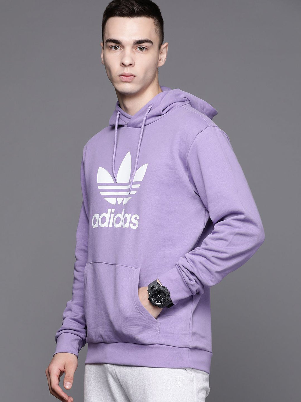  ADIDAS Originals Adicolor Classics Trifoil Hooded Cotton Sweatshirt