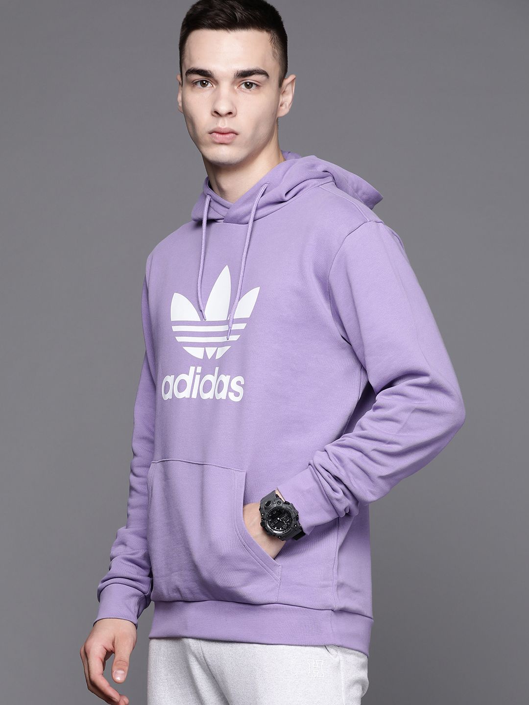  ADIDAS Originals Adicolor Classics Trifoil Hooded Cotton Sweatshirt