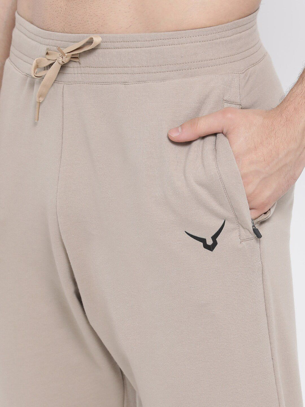  Invincible Men Beige Solid Slim-Fit Tracksuit
