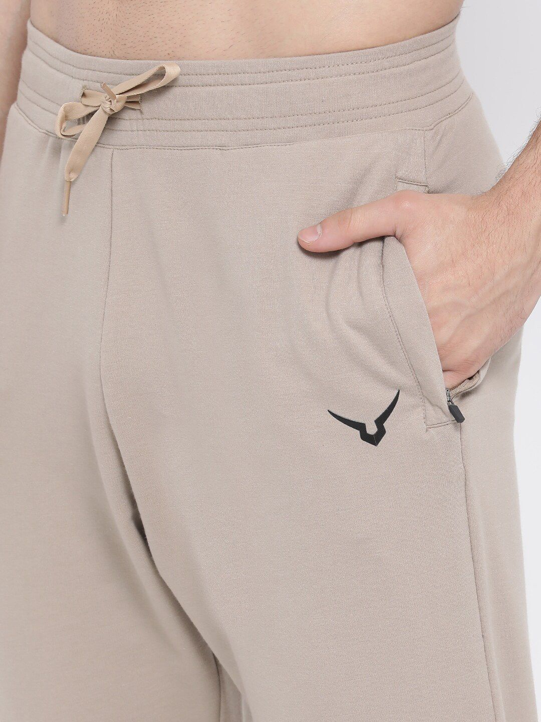  Invincible Men Beige Solid Slim-Fit Tracksuit