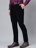  Hancock Men Solid Corduroy Slim Fit Formal Trousers