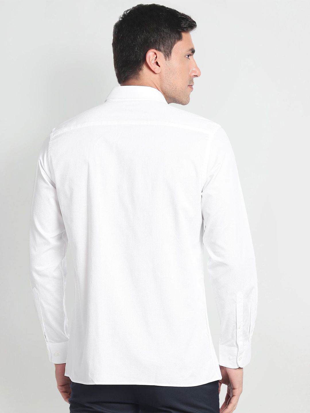  Arrow Textured Spread Collar Pure Cotton Formal Shirt