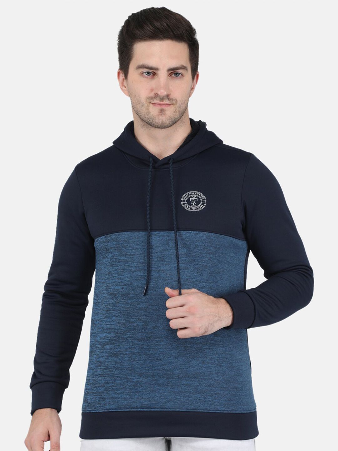  Rock It Men Black Colourblocked Hooded Sports Sweatshirt