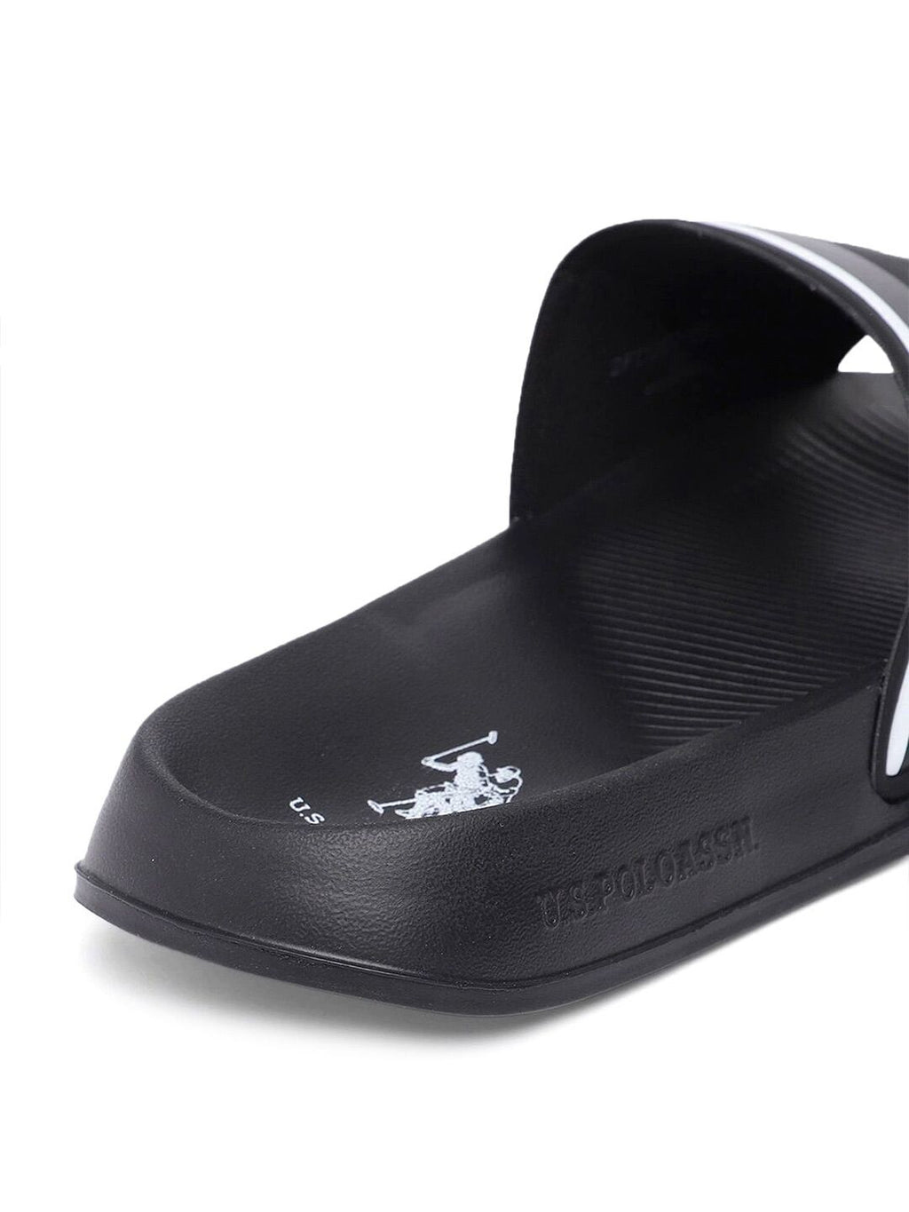  U.S. Polo Assn. Men Black Self Design Sliders