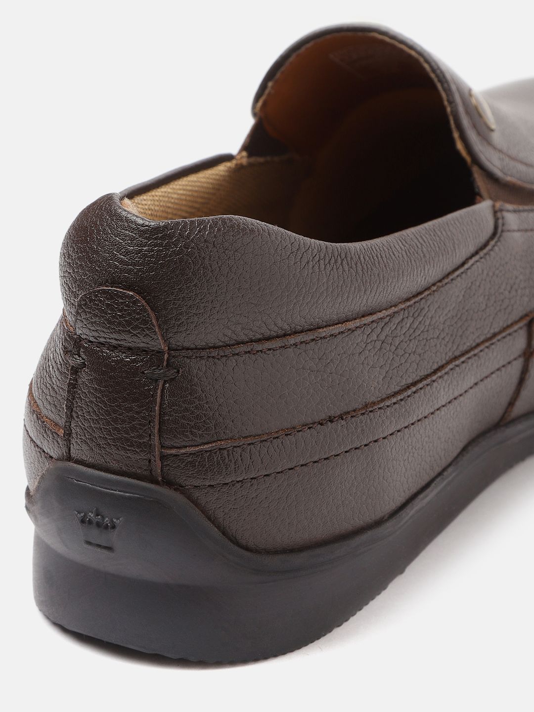  Louis Philippe Men Coffee Brown Solid Leather Formal Slip-Ons