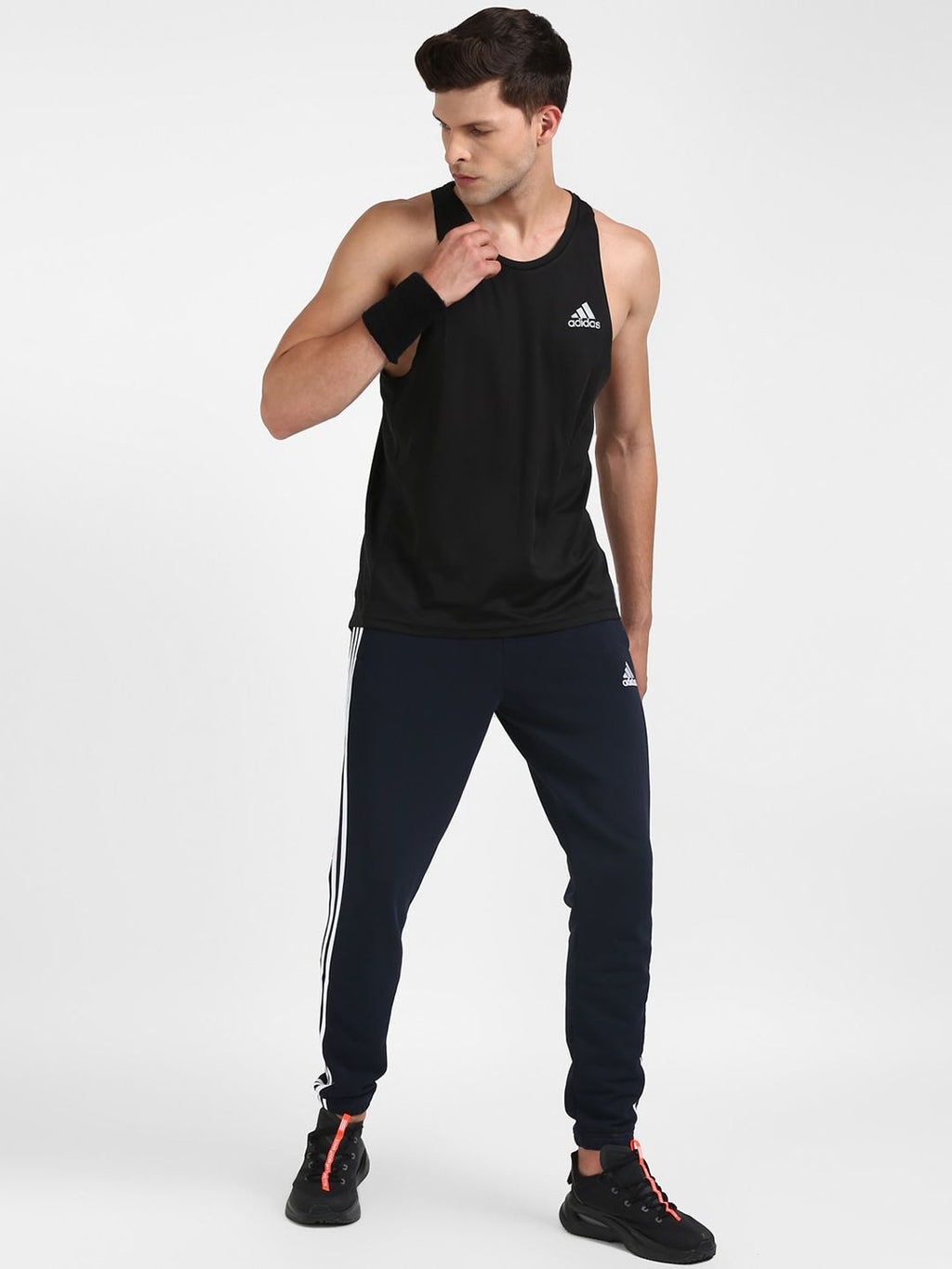  ADIDAS Men Blue Solid Cotton Track Pants