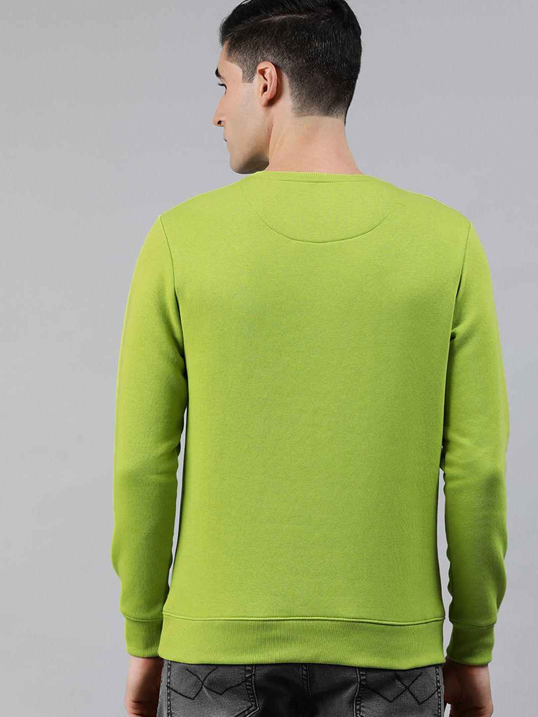  WROGN Men Green Printed Slim Fit Pullover Sweatshirt
