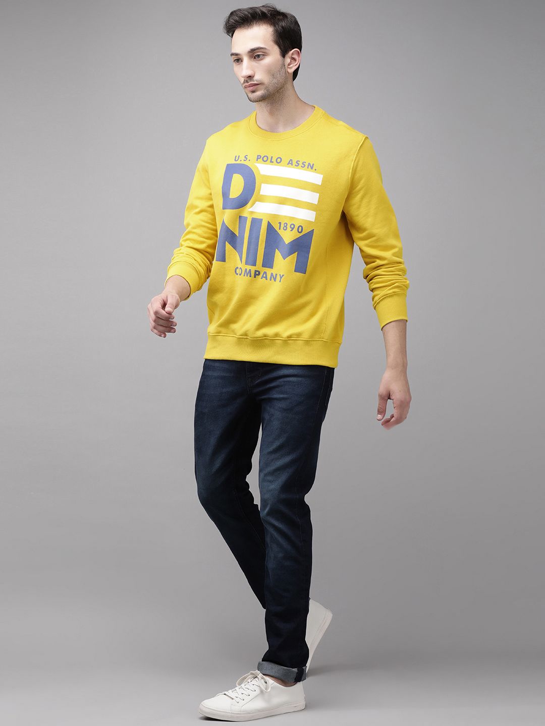 U.S. Polo Assn. Men Yellow Printed Sweatshirt