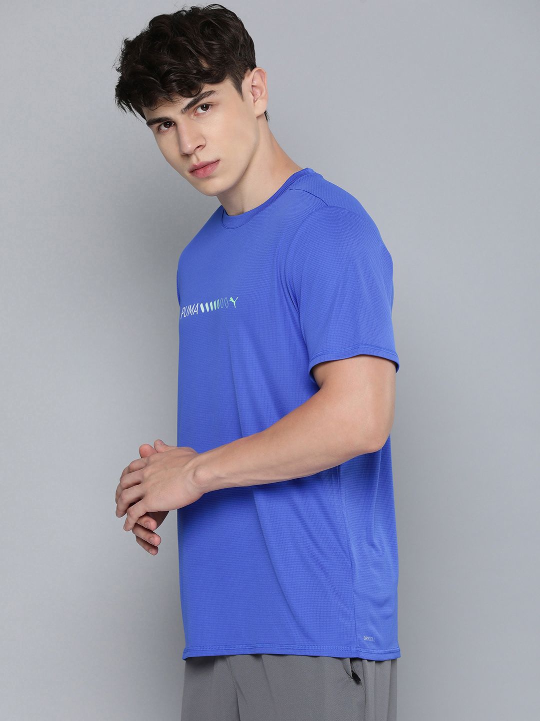  Puma Men Dry Cell Checked Round Neck Running T-shirt