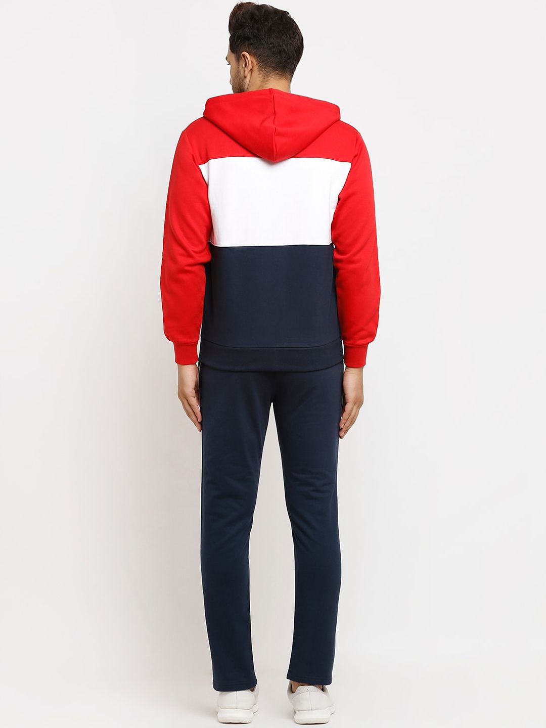  WILD WEST Men Navy Blue & Red Colourblocked Cotton Tracksuits