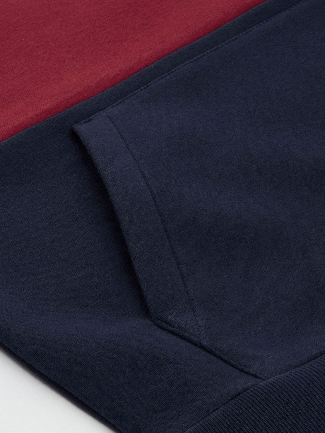  French Connection Men Red Colourblocked Hooded Sweatshirt