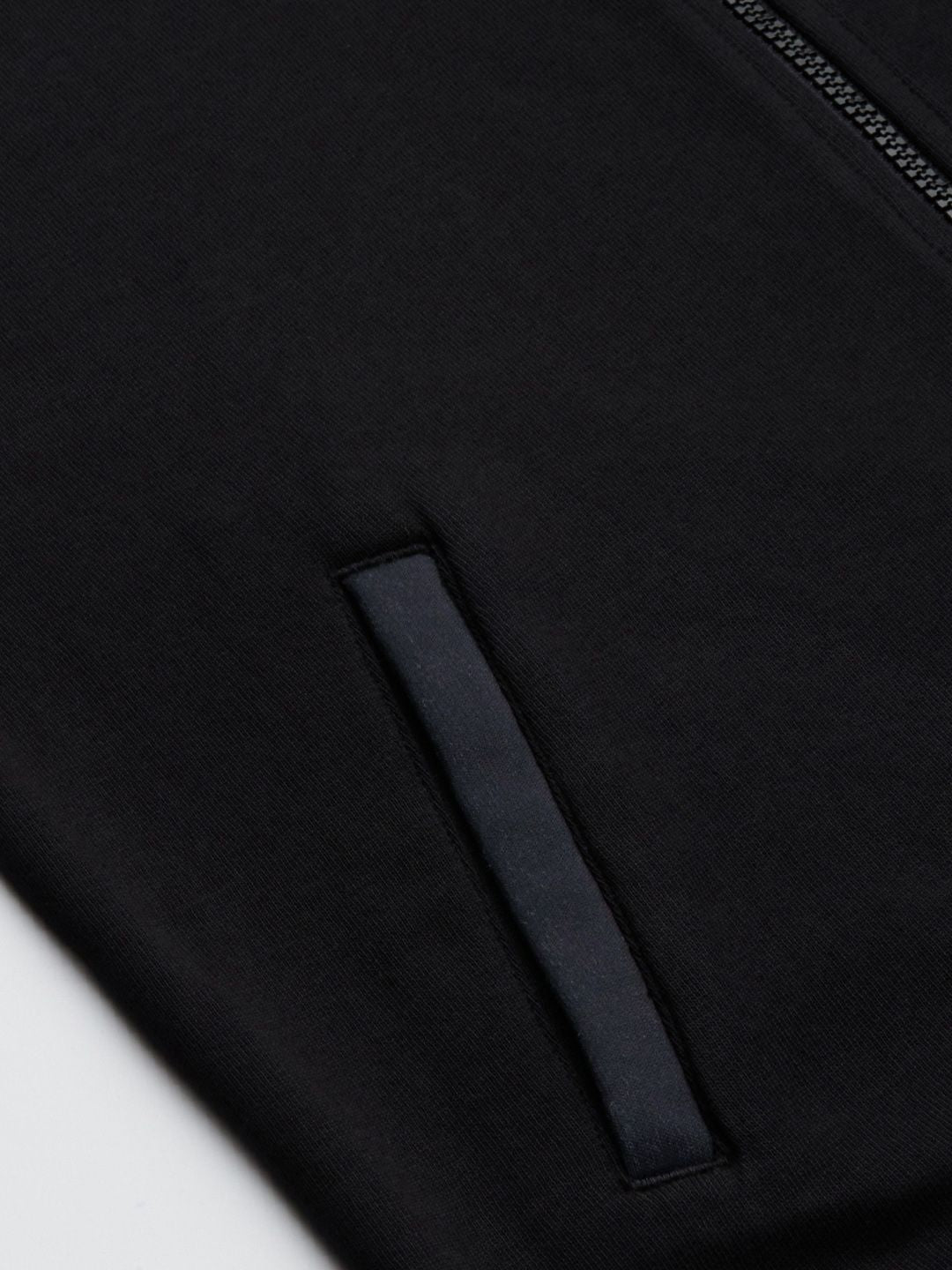 Flying Machine Men Black Colourblocked Front-Open Sweatshirt