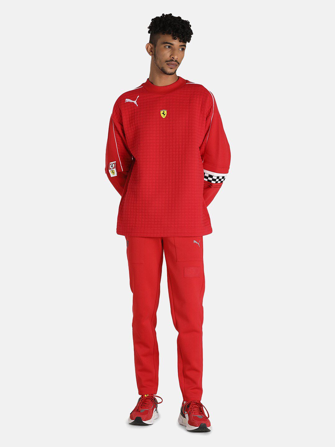  PUMA Motorsport Men Red Ferrari Race Statement Crew Solid Motor Sports Sweatshirt