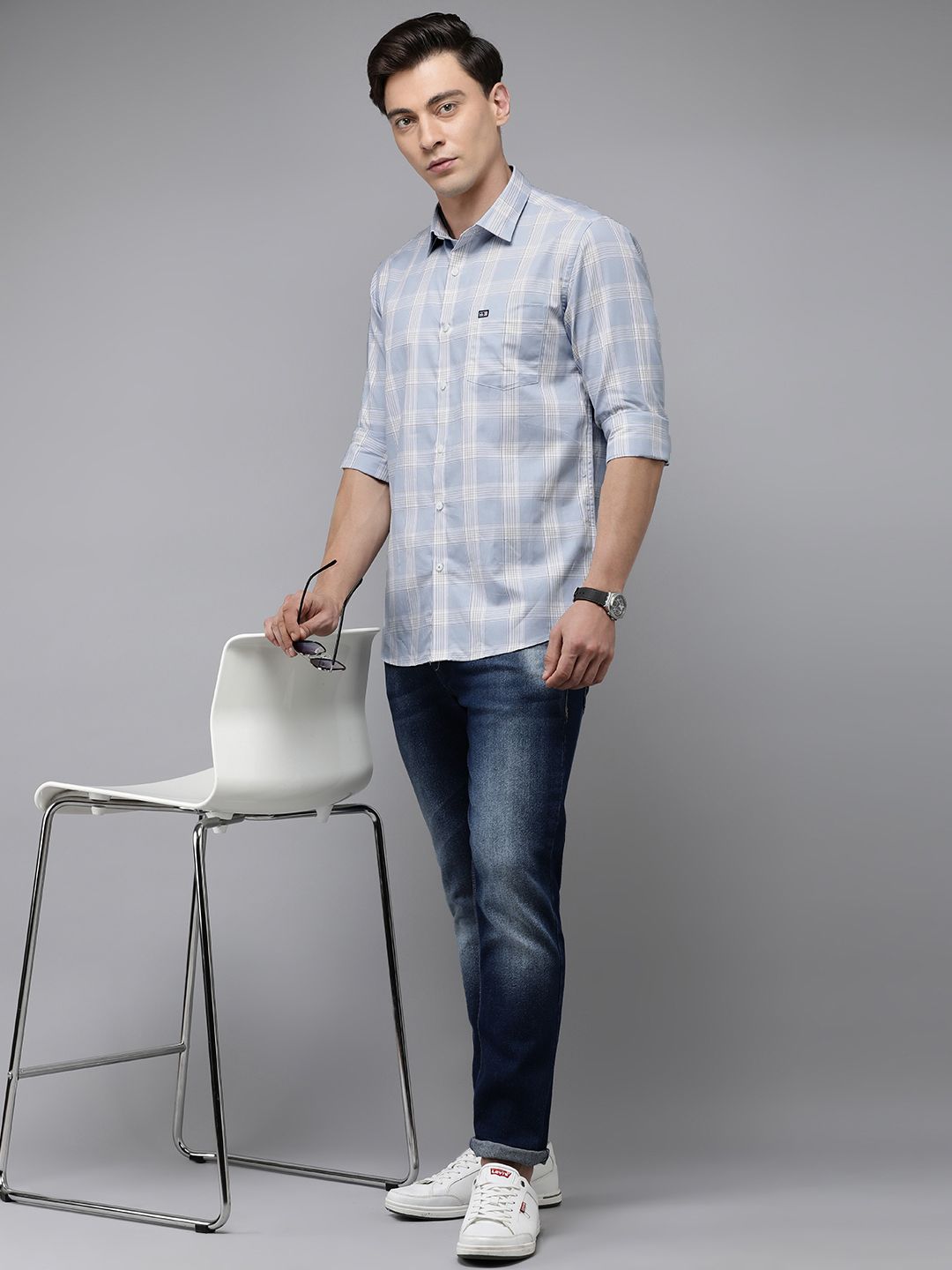  Arrow Sport Manhattan Slim Fit Checked Pure Cotton Casual Shirt