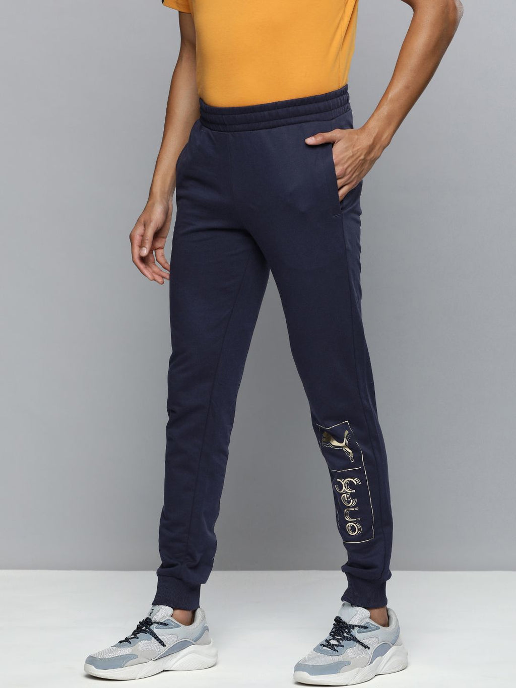  One8 X PUMA Men Brand Logo Printed Gold Foil Joggers