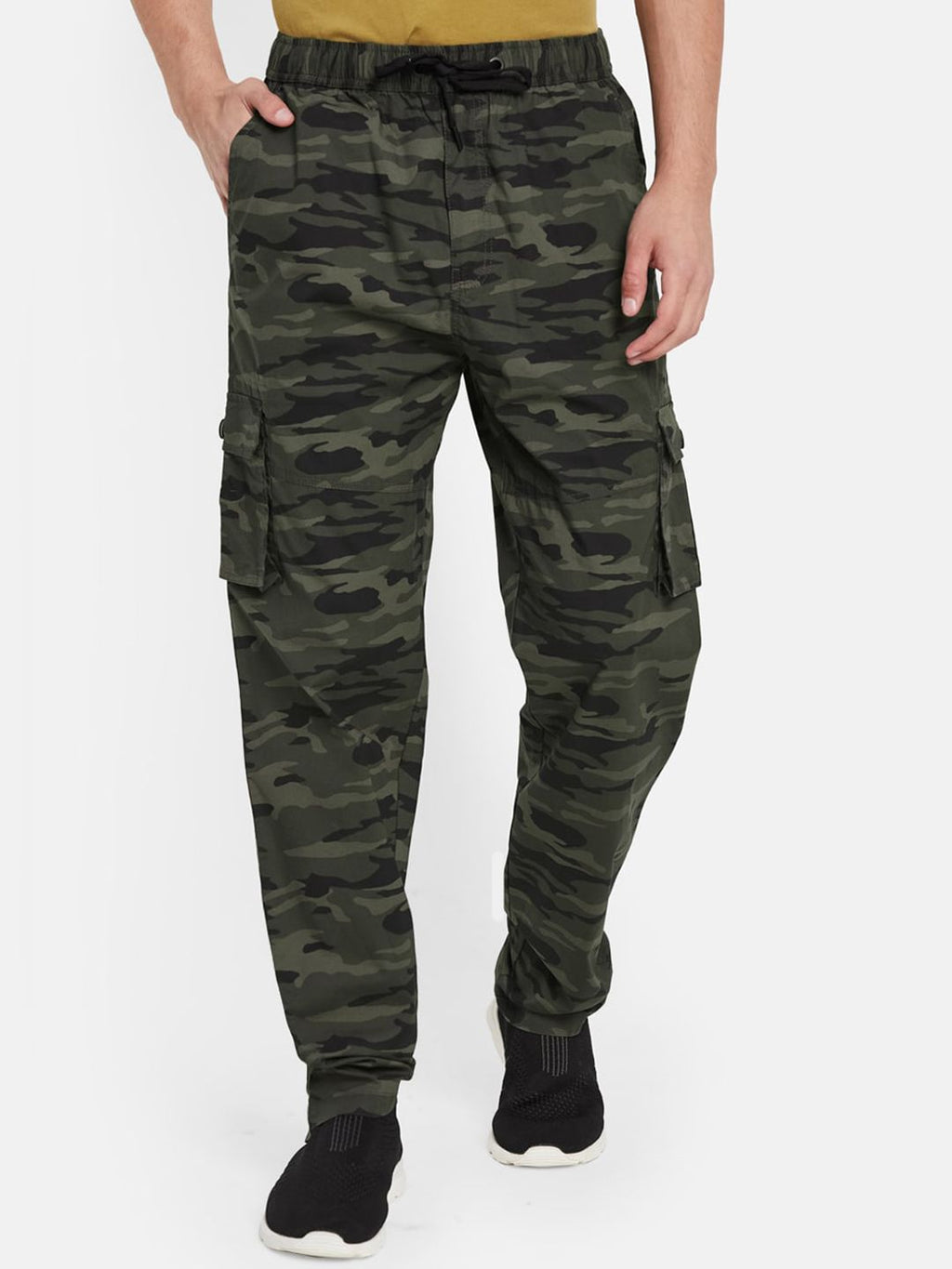  Octave Men Regular Fit Camouflage Printed Pure Cotton Track Pants