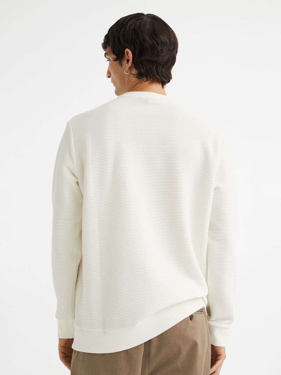  H&M Men Regular Fit Ribbed Sweatshirt