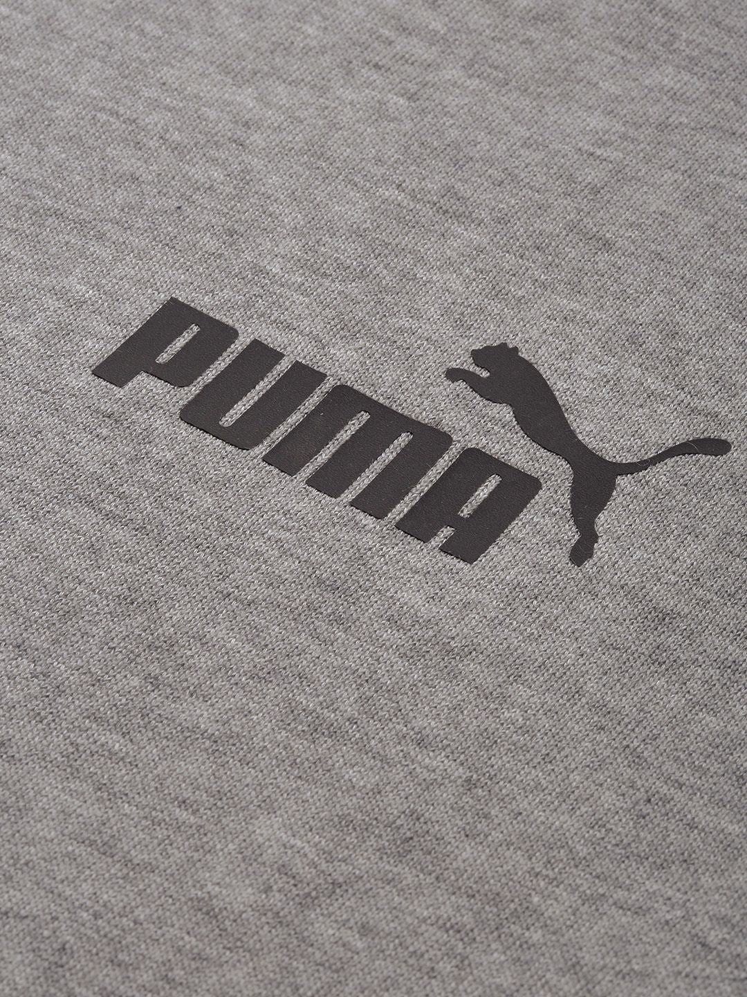  Puma Men Grey Solid Essential Pullover Sweatshirt With Logo Print