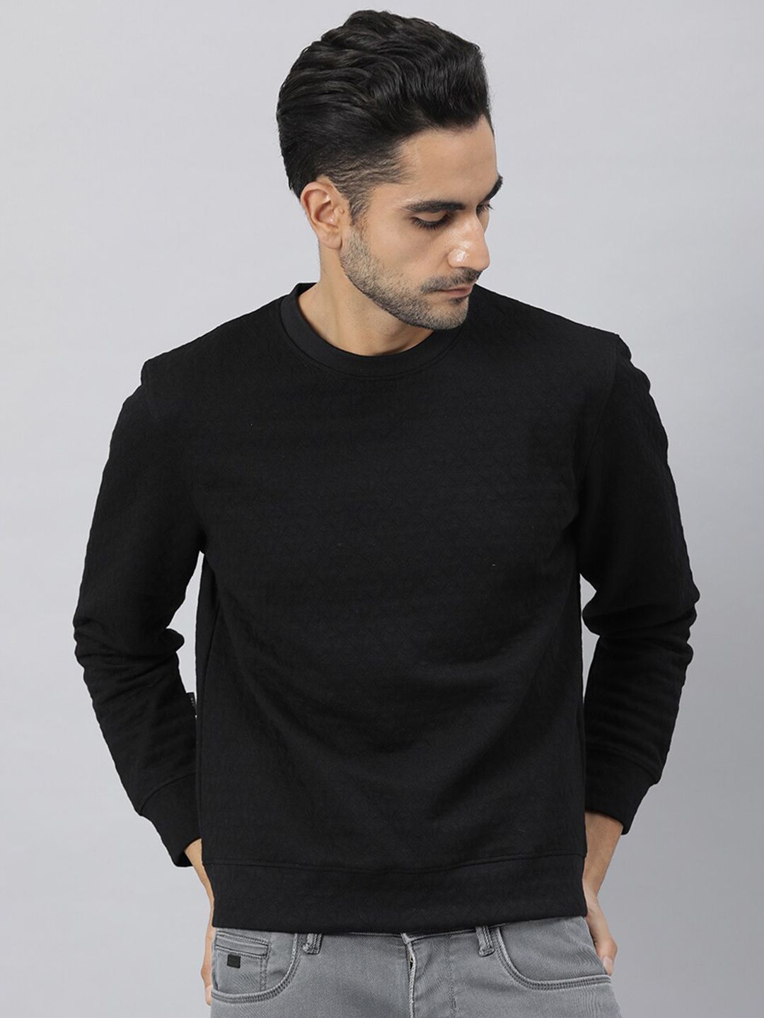 RARE RABBIT Men Black Solid Sweatshirt