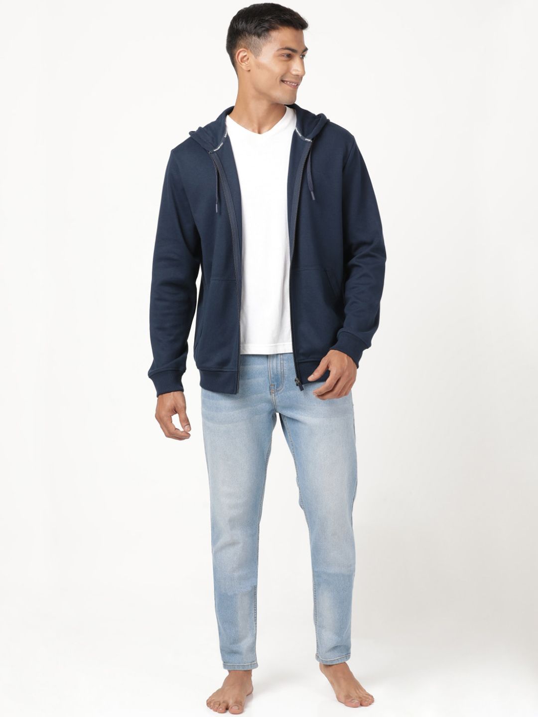  Jockey Men Blue Hooded Sweatshirt