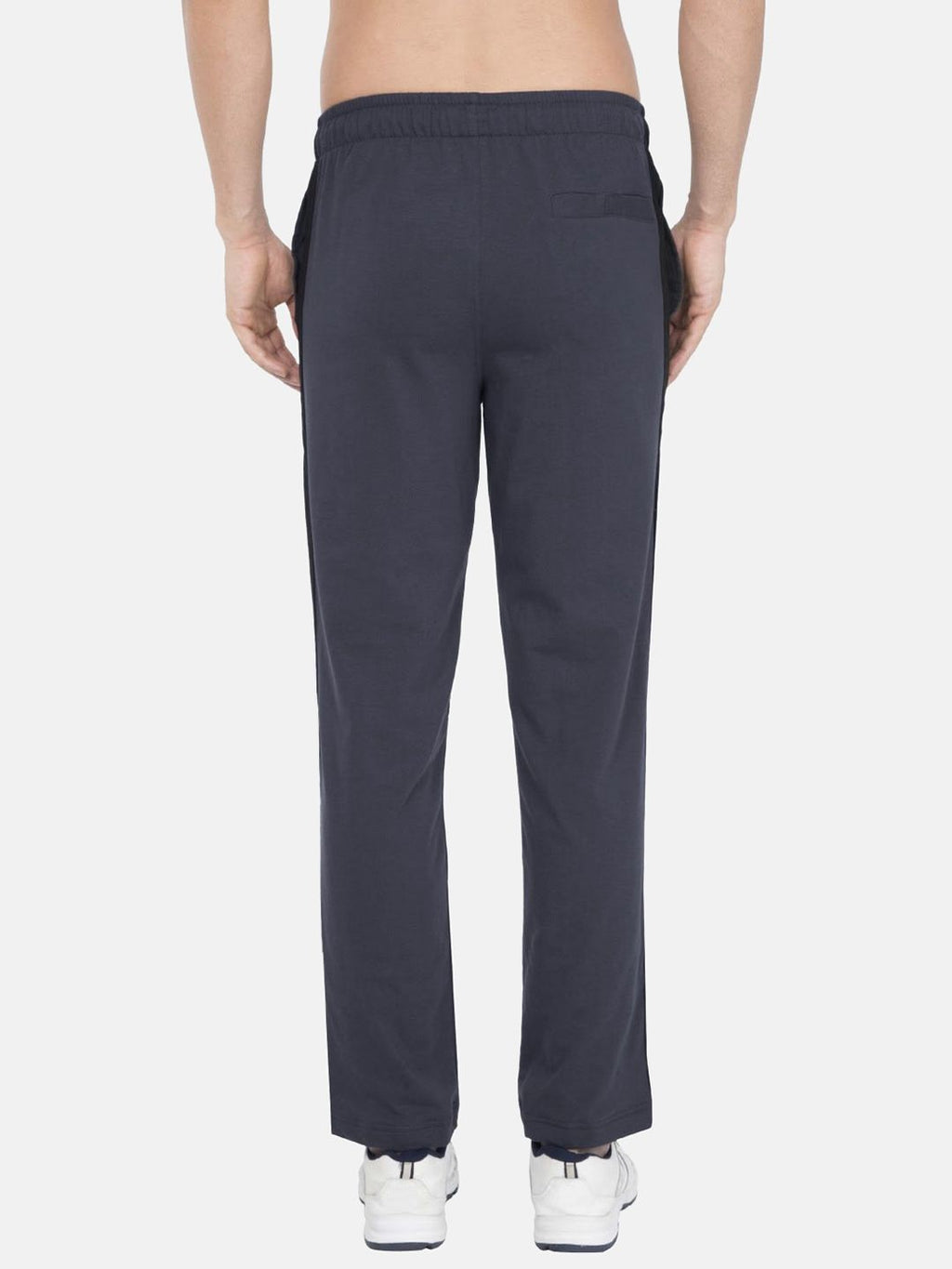 Jockey Men Grey Solid Track Pants With Side Stripes