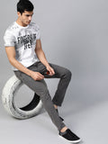  Roadster Men White & Grey Printed Round Neck T-shirt
