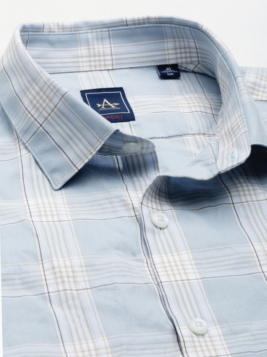  Arrow Sport Manhattan Slim Fit Checked Pure Cotton Casual Shirt