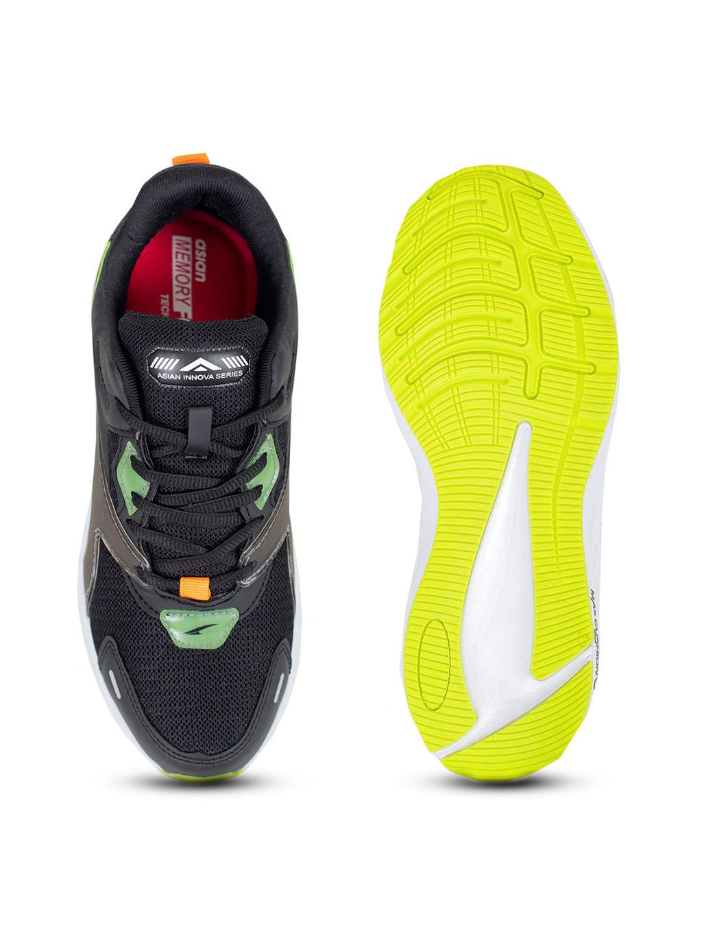  ASIAN Men Black Mesh Running Non-Marking Shoes