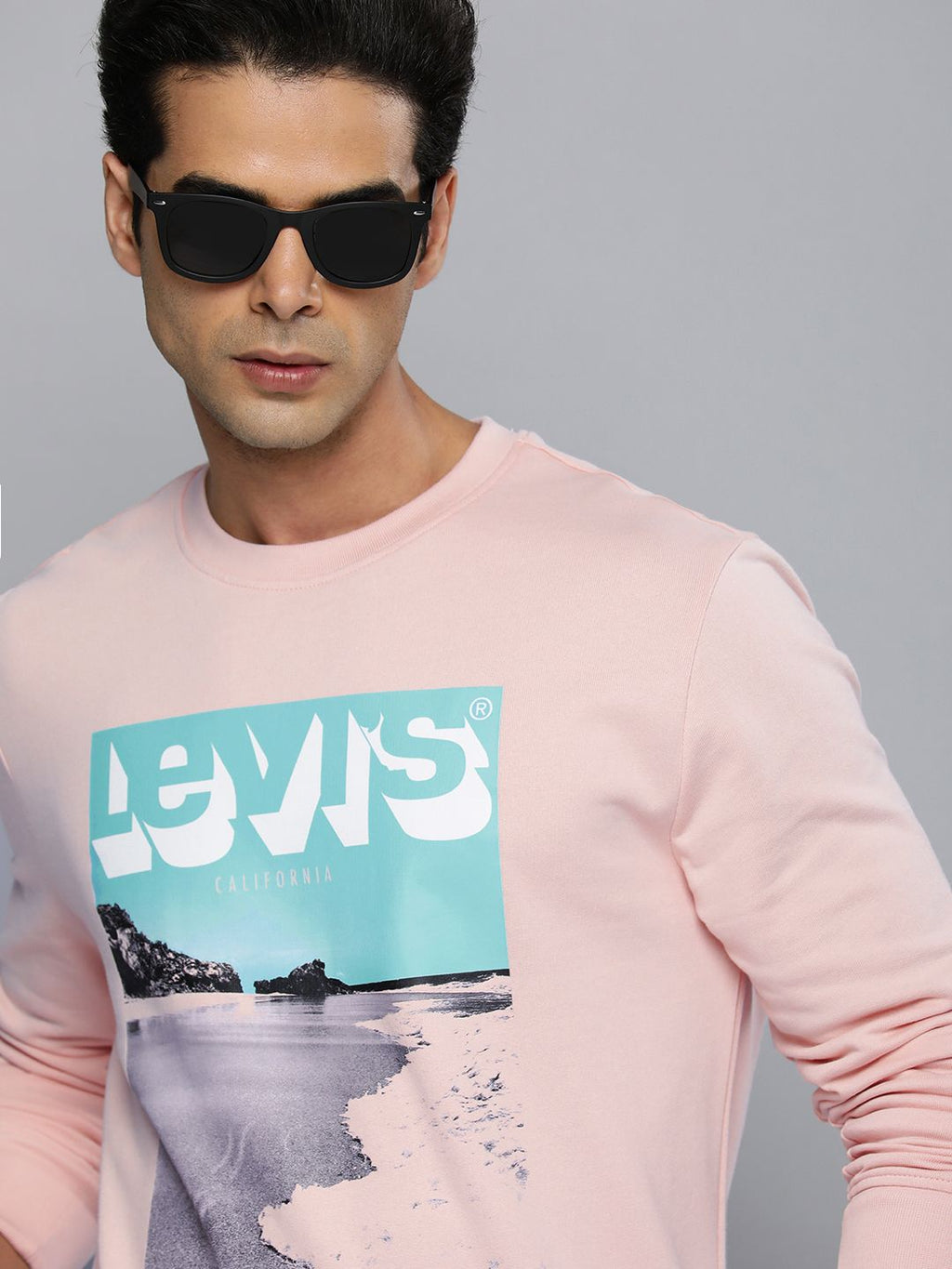  Levis Men Pink Printed Pullover Sweatshirt