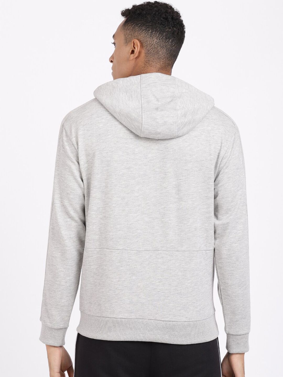  Head Men Grey Solid Hooded Sweatshirt