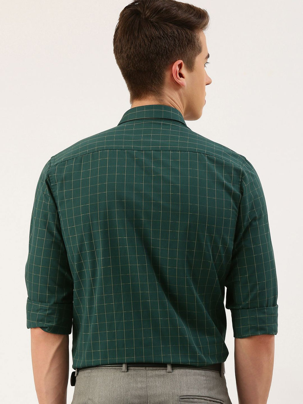  Peter England Men Slim Fit Opaque Checked Formal Shirt