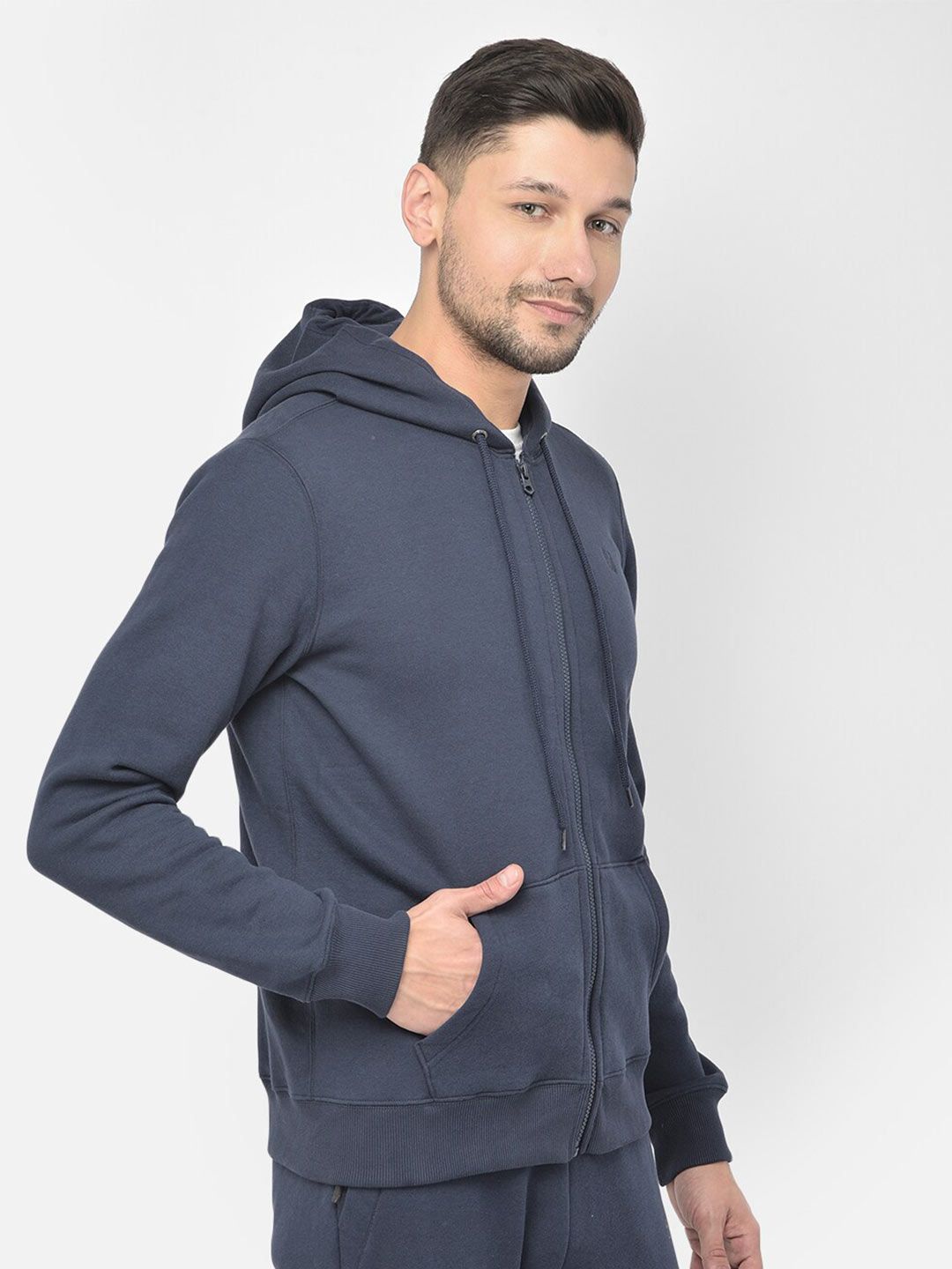  Woodland Men Navy Blue Solid Sweatshirt