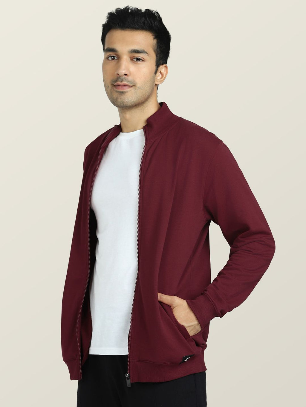  XYXX Front-Open Mock Collar Cotton Sweatshirt