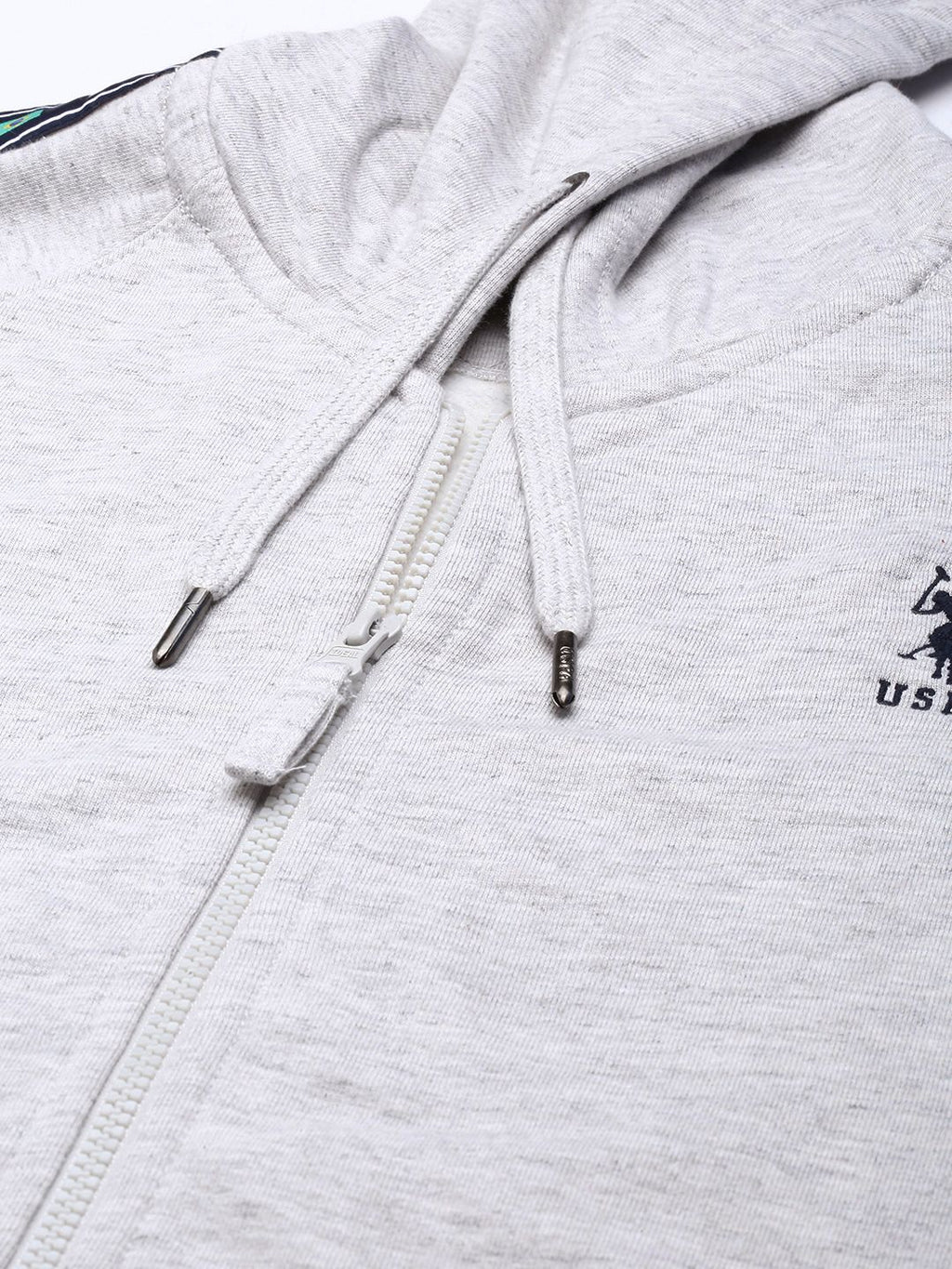 U.S. Polo Assn. U S Polo Assn Men Grey Long Sleeves Hooded Sweatshirt