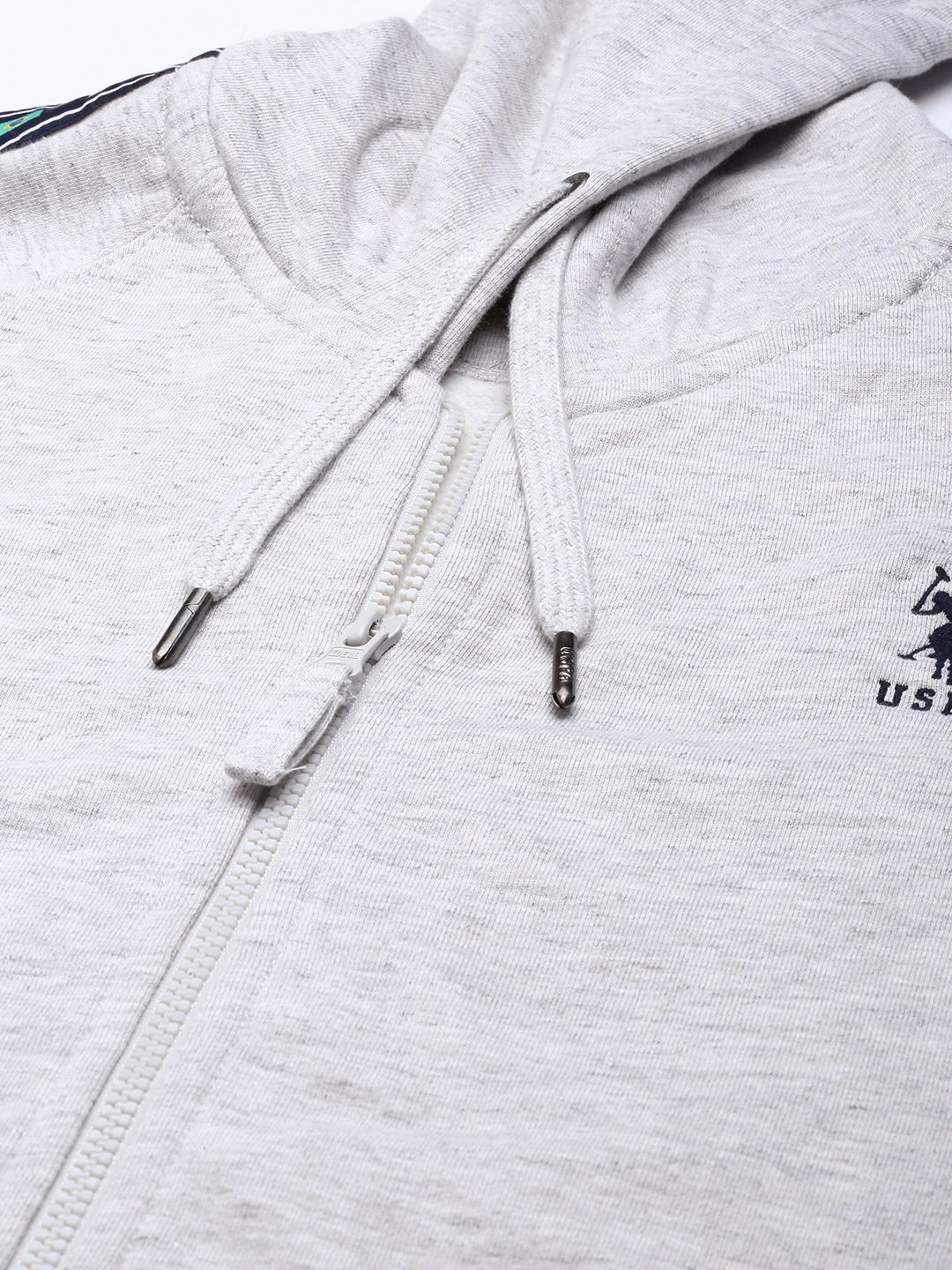 U.S. Polo Assn. U S Polo Assn Men Grey Long Sleeves Hooded Sweatshirt