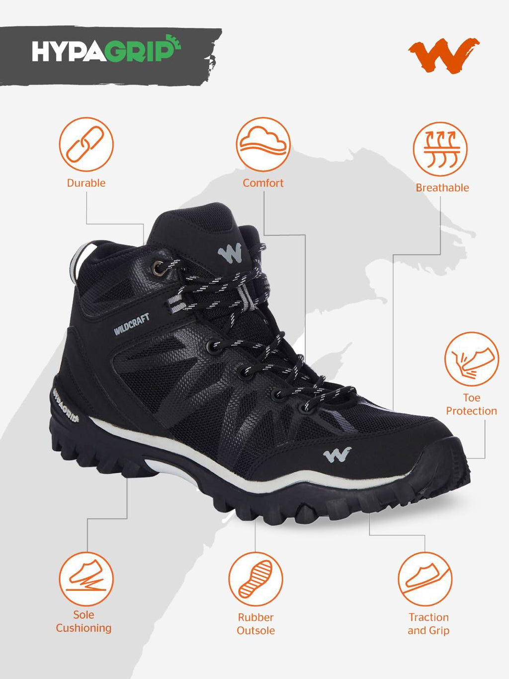  Wildcraft Men Gabbro Pro Mid-Top Trekking Shoes