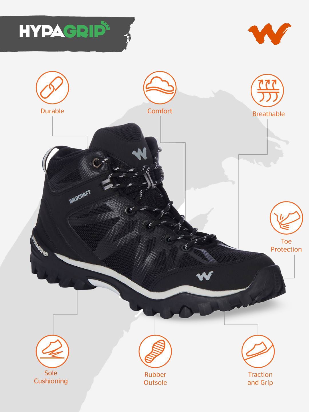  Wildcraft Men Gabbro Pro Mid-Top Trekking Shoes