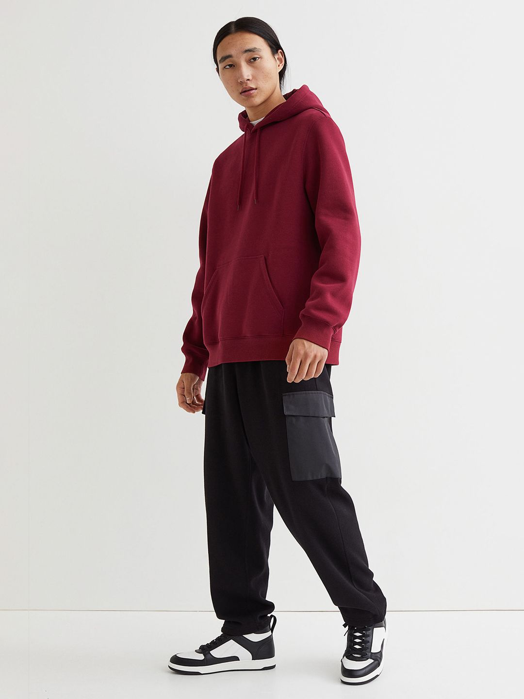  H&M Men Red Relaxed Fit Hoodie