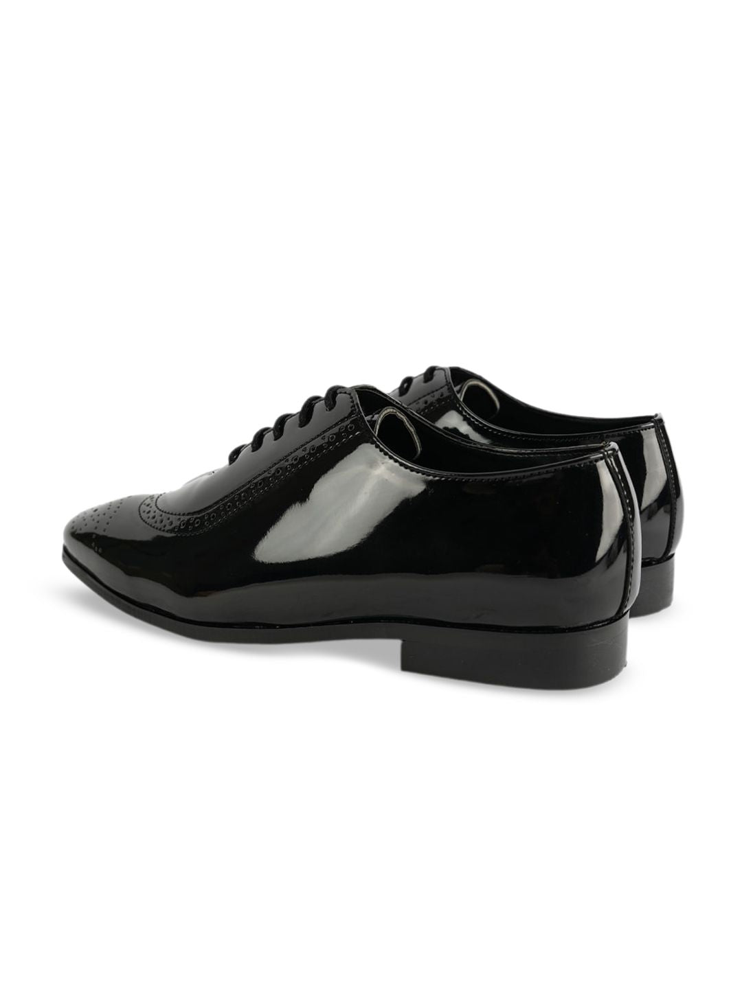  MONKSTORY Men Glossy Classic Textured Patent Leather Formal Oxfords