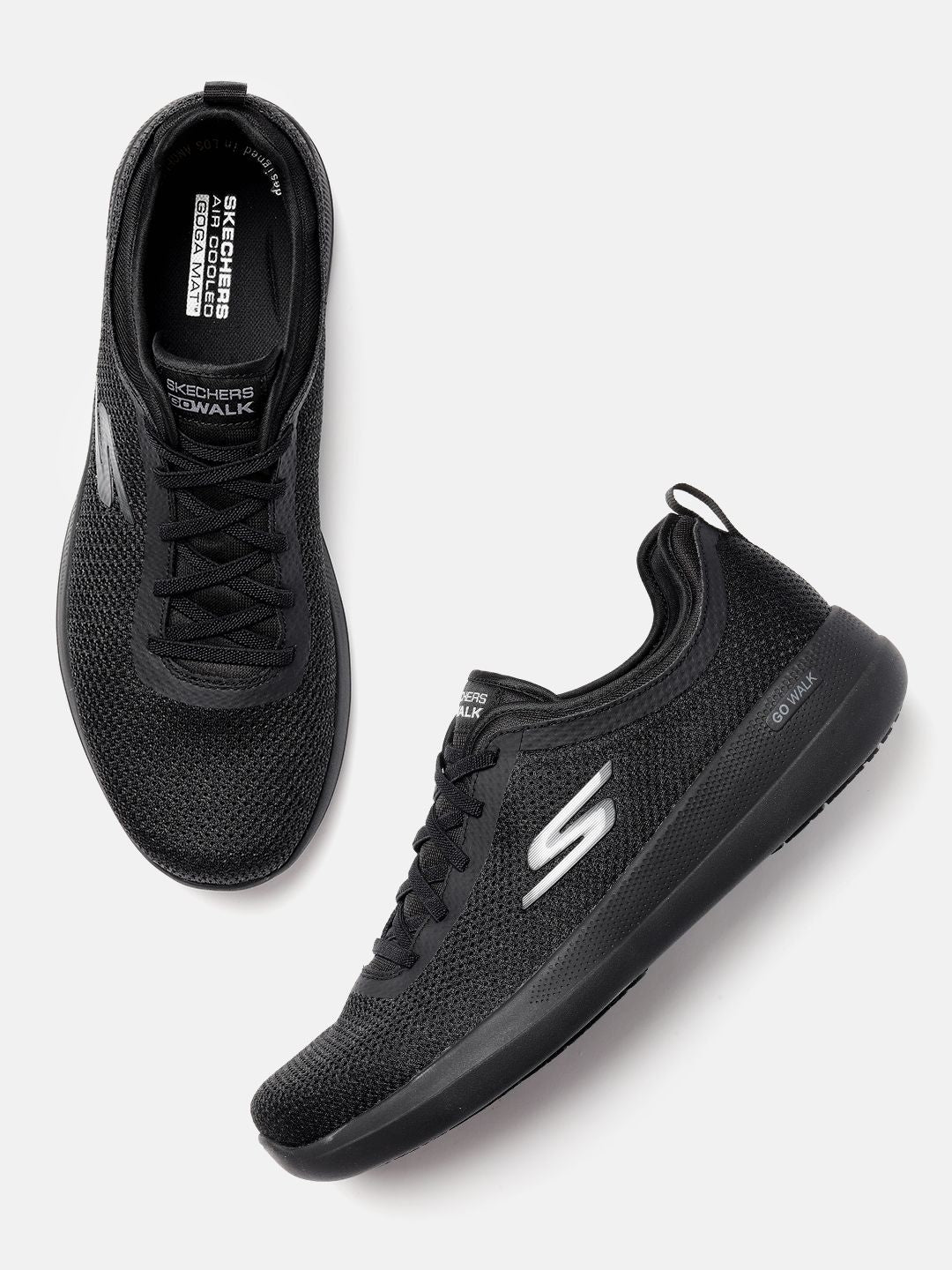  Skechers Men Black Mesh GO WALK STABILITY - PROGRESS Non-Marking Shoes