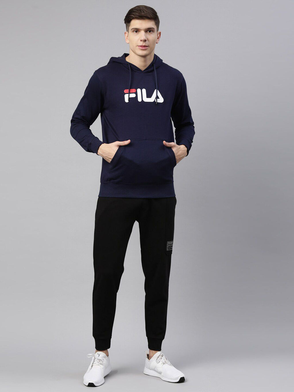  Fila Men Brand Logo Print Hooded Hornbill Sweatshirt