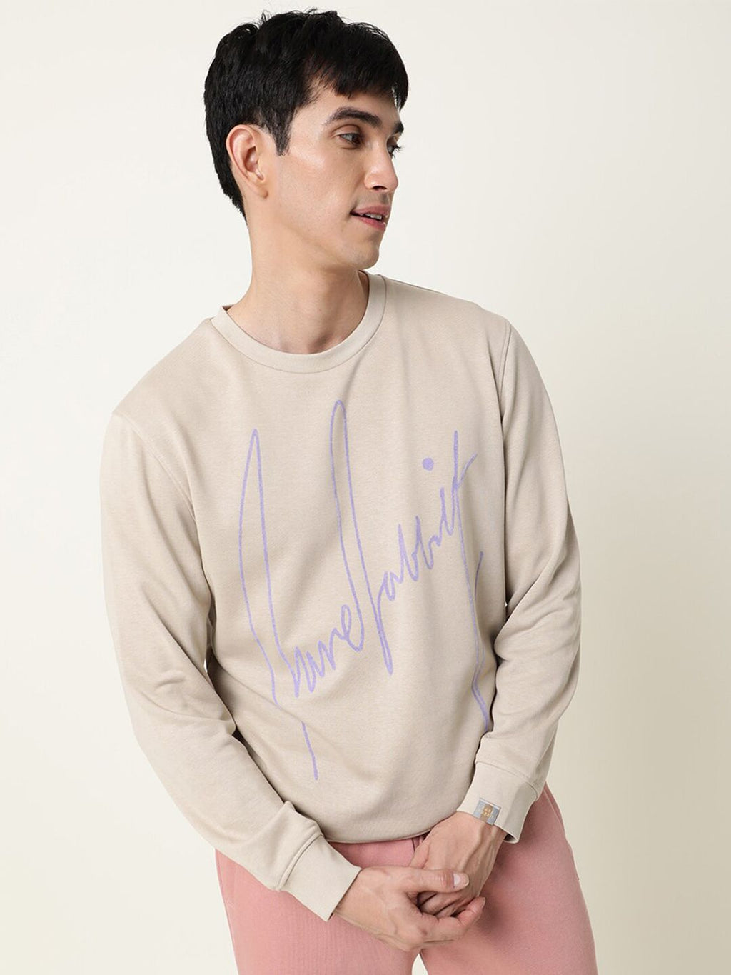  RARE RABBIT Men Beige Printed Sweatshirt