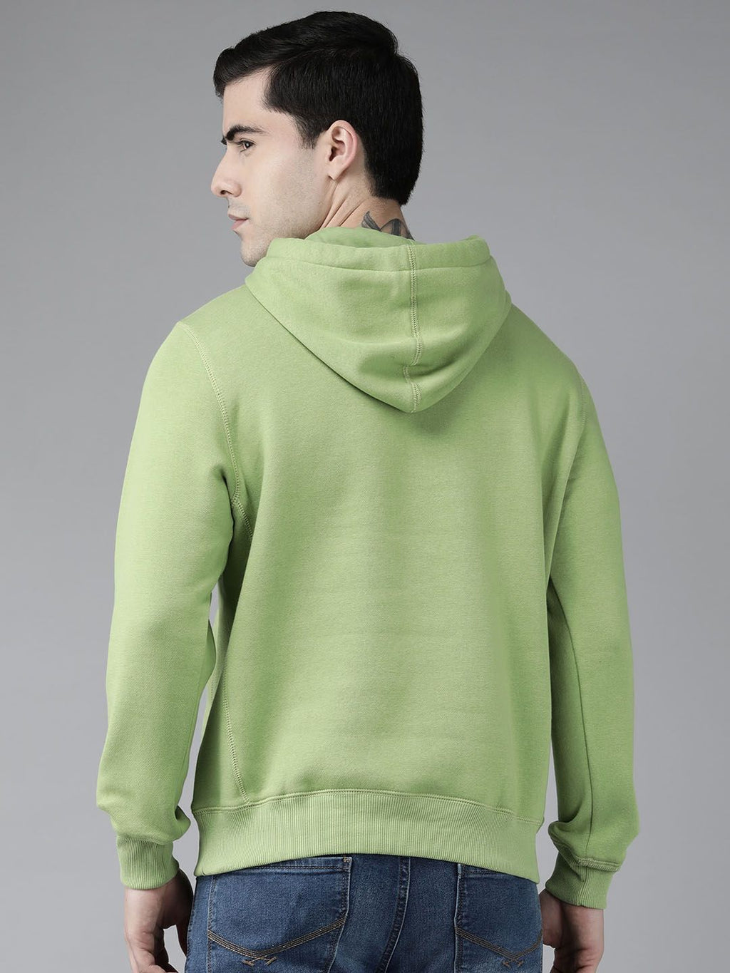  U.S. Polo Assn. Men Green Solid Hooded Sweatshirt