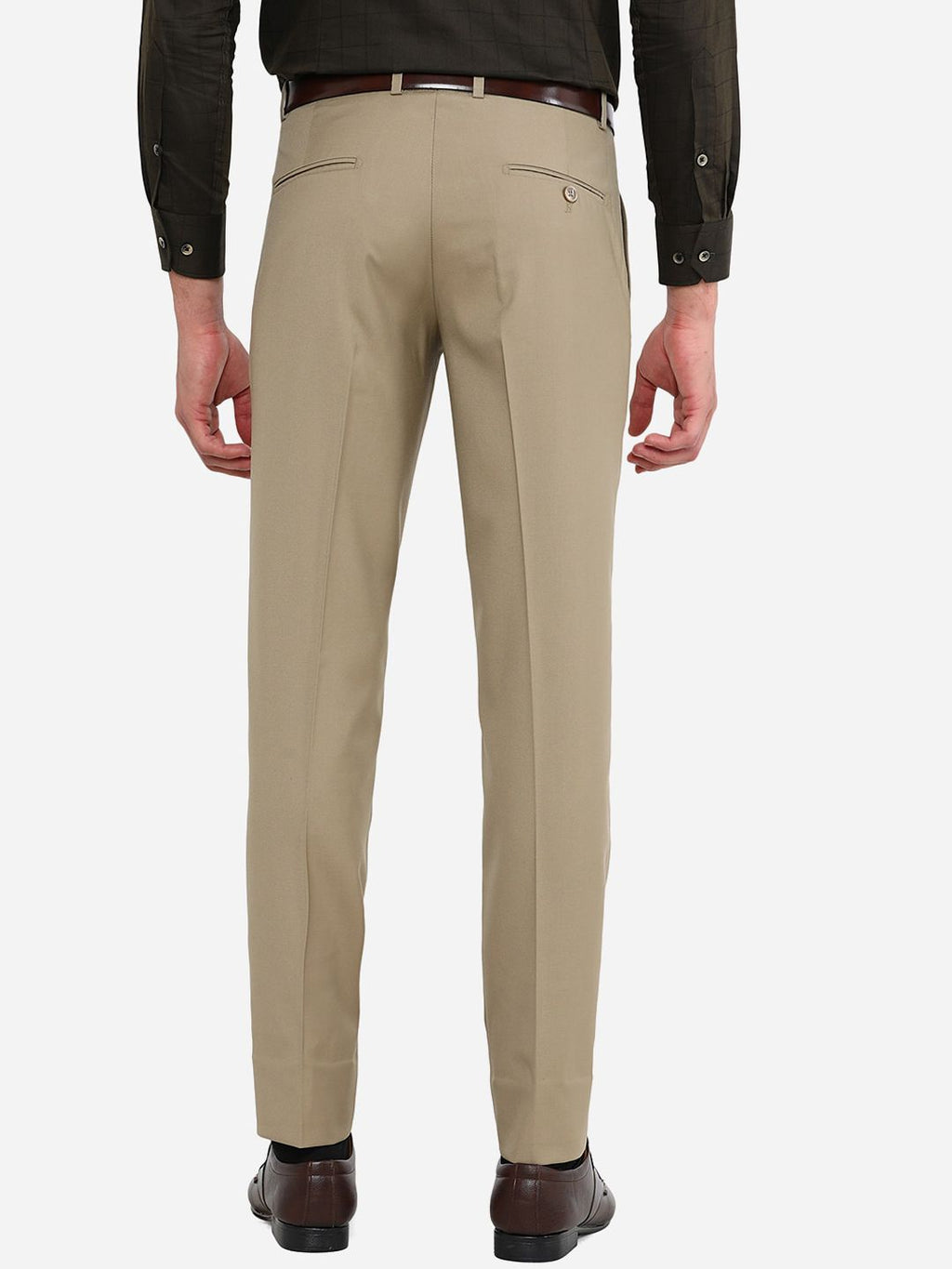  Greenfibre Men Beige Slim Fit Formal Trousers
