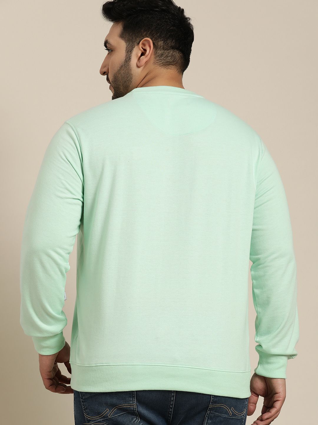  Sztori Men Plus Size Sea Green Solid Athleisure Sweatshirt