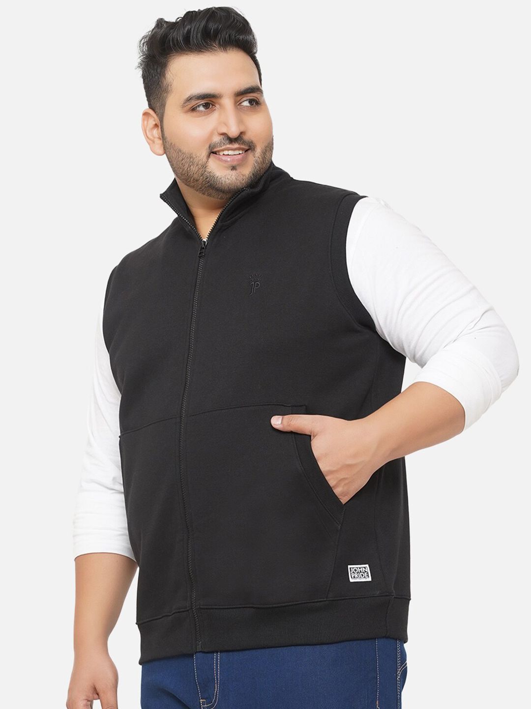  John Pride Plus-Size Men Black Sweatshirt