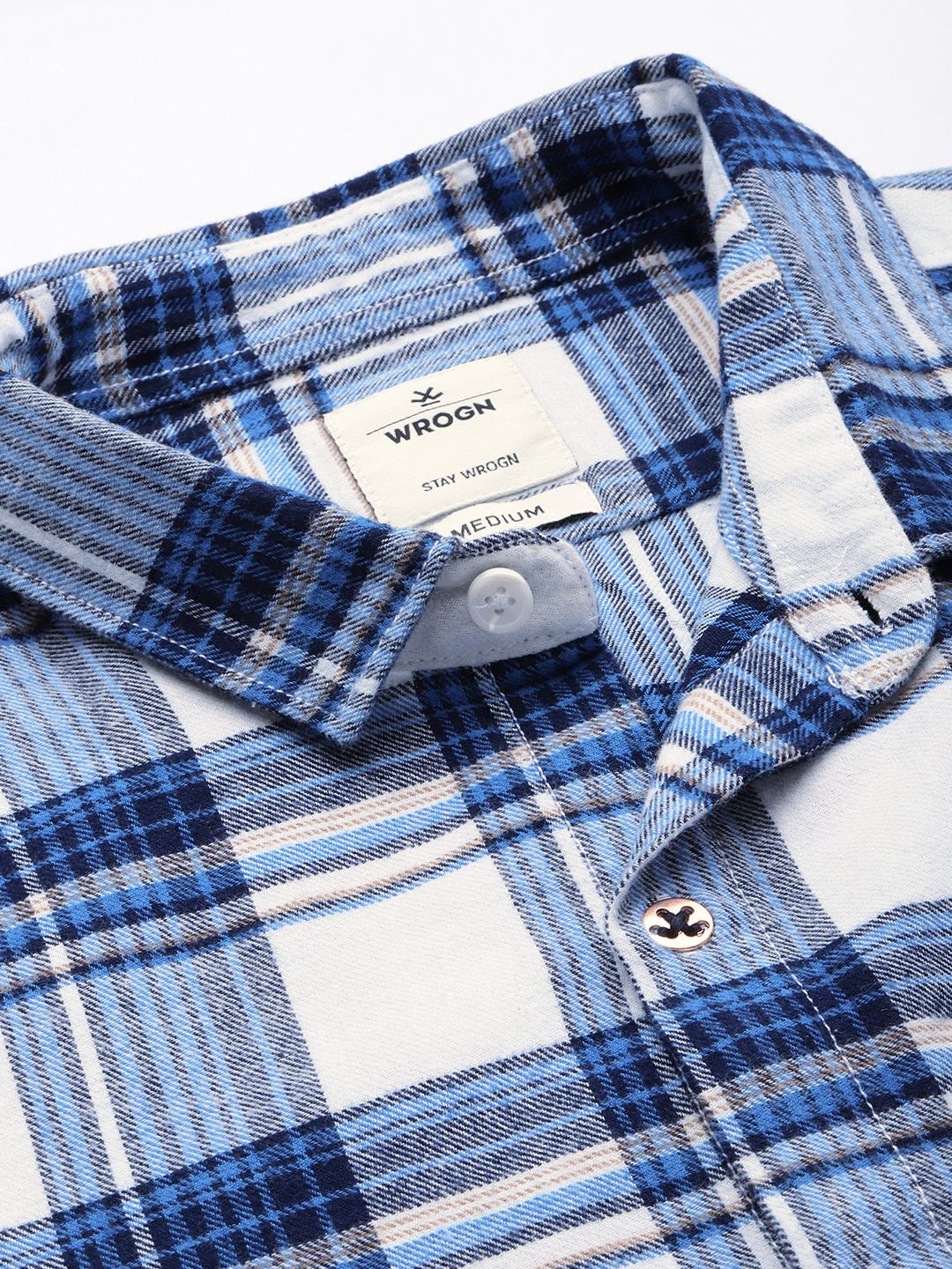 WROGN Men Pure Cotton Slim Fit Tartan Checks Casual Shirt
